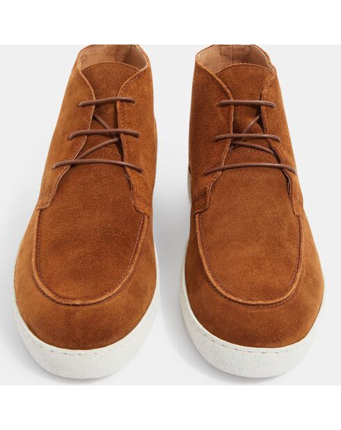 Derbies en Velours de Cuir mid camel