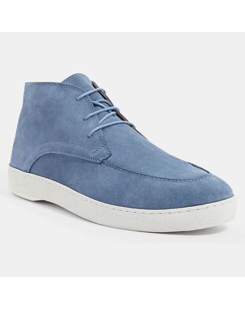 Derbies en Velours de Cuir mid bleu jean