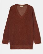 Pull fin lurex Gia marron