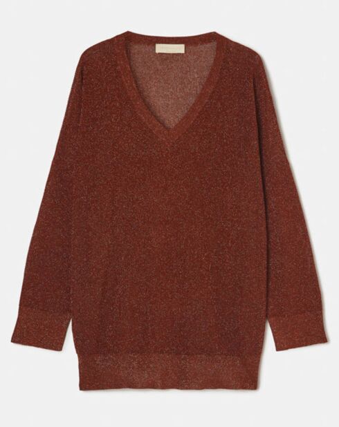 Pull fin lurex Gia marron