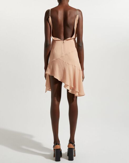 Layla lichtroze mini-jurk van zijdemix