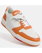 Baskets en Cuir blanc/orange