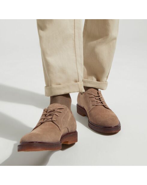 Derbies en Velours de Cuir marron taupe