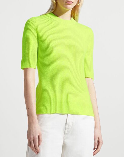 Pull en Laine & Cachemire Tacha col danseuse jaune fluo