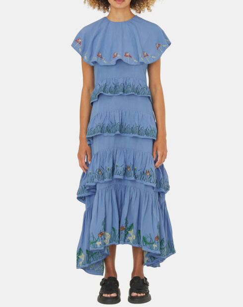 Robe en Lin mélangé Algue bleue