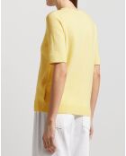 Pull 100% Cachemire Difi manches courtes jaune