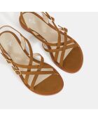 Sandales plates en Cuir marron