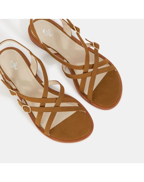 Sandales plates en Cuir marron