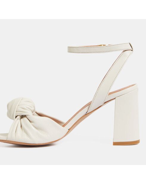 Witte leren sandalen - hak 8,5 cm