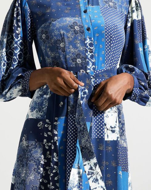 Robe 100% Soie Lora bleue