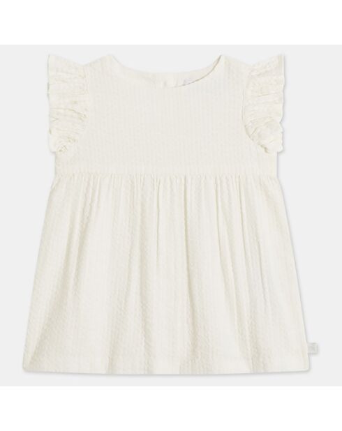 Robe en Coton Bio Itana3 seersucker blanche