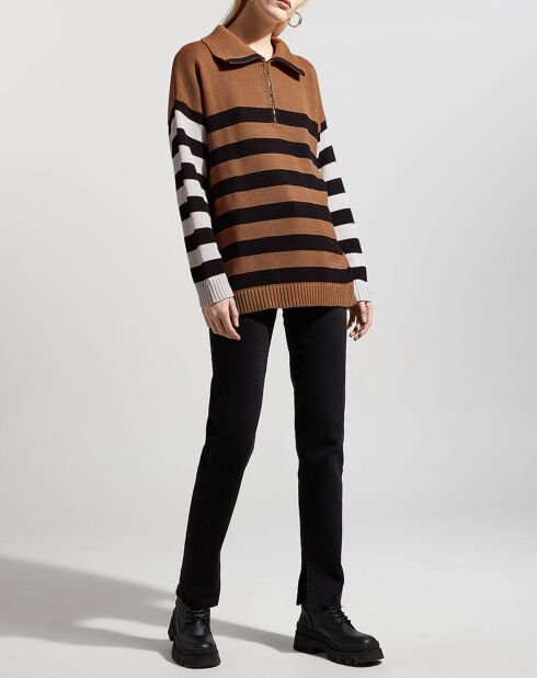 Camelfarbener Trucker-Pullover Surene