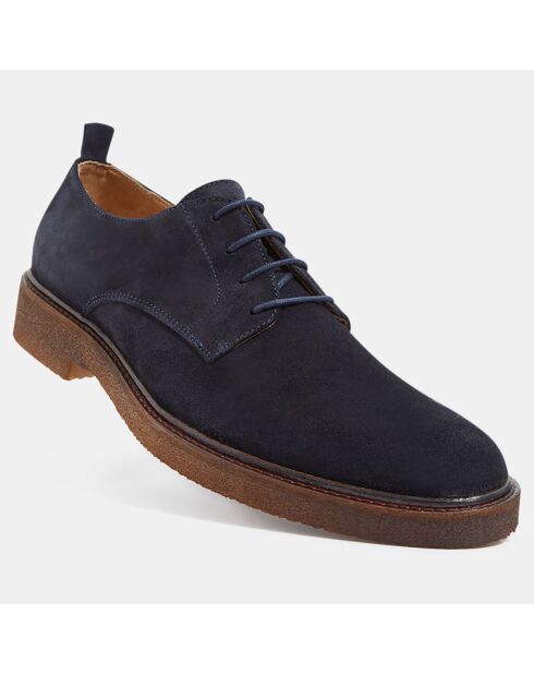 Derbies en Velours de Cuir bleu marine