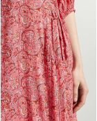 Robe midi portefeuille Nacre imprimée rose
