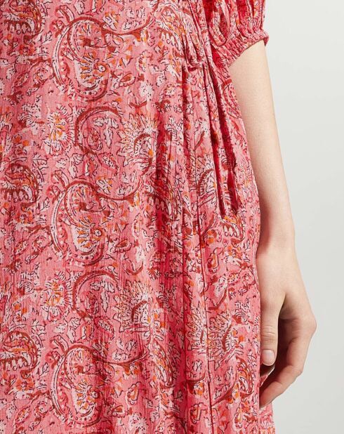 Robe midi portefeuille Nacre imprimée rose