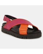 Sandales en Cuir orange/rose