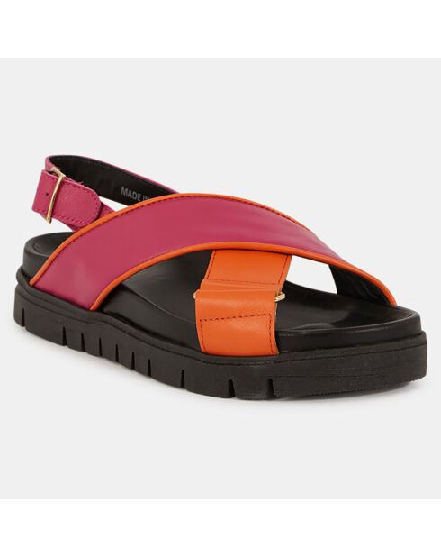 Sandales en Cuir orange/rose