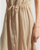 Robe en Lin & Coton Lalie col chemisier beige
