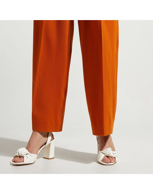 Witte leren sandalen - hak 8,5 cm