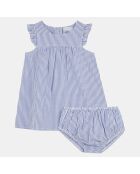 Robe en Coton Bio Apita bis culotte rayé bleu/écru