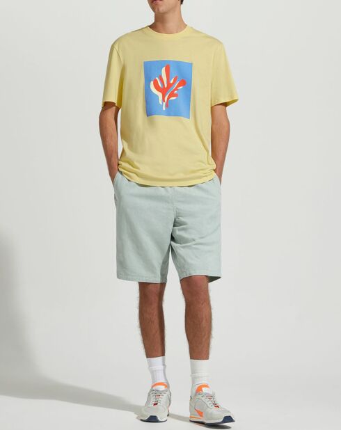 Camiseta con estampado Fishigraf de 1 cm amarillo claro