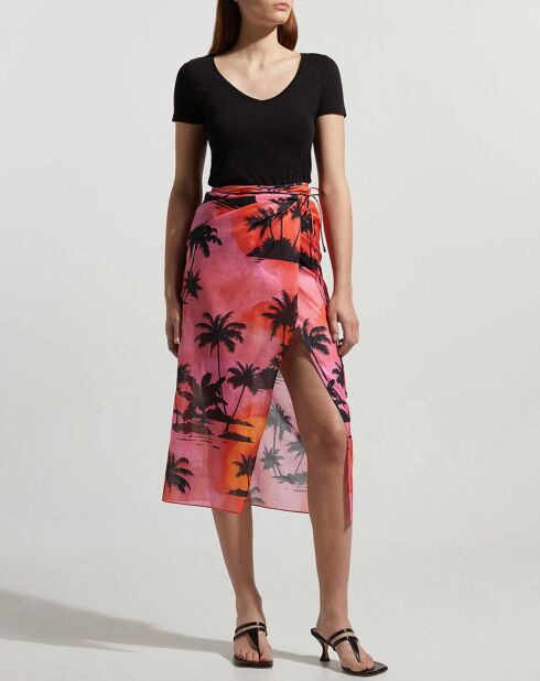 Jupe midi Jacky Wrap rose/noir