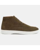 Derbies en Velours de Cuir mid vert kaki