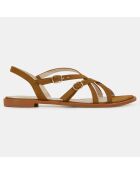 Sandales plates en Cuir marron