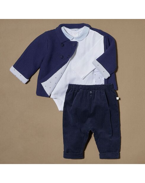Pantalon Annah bis en Velours bleu marine