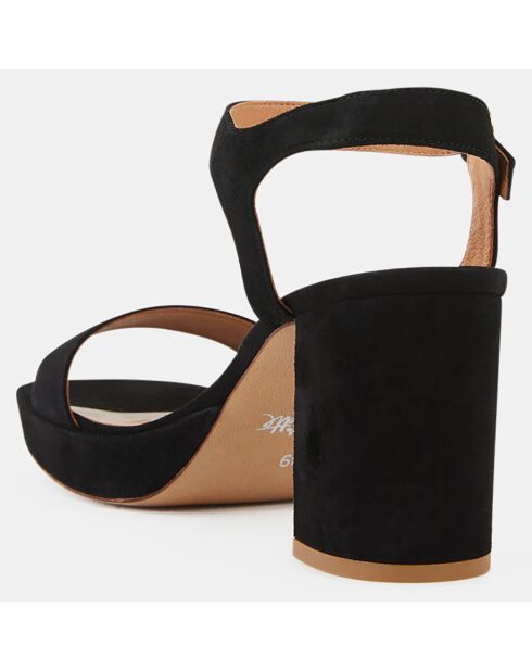 Sandalias negras con tacón de piel - Tacón de 7,5 cm