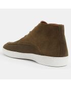 Derbies en Velours de Cuir mid vert kaki