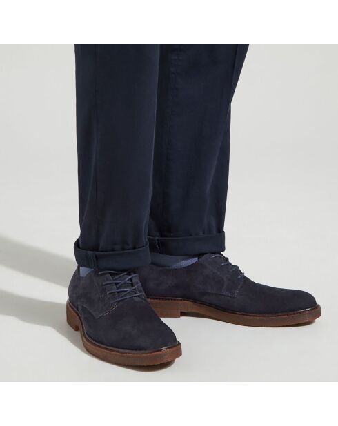 Derbies en Velours de Cuir bleu marine