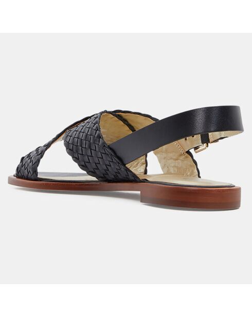 Sandales en Cuir tressé à brides croisées noires
