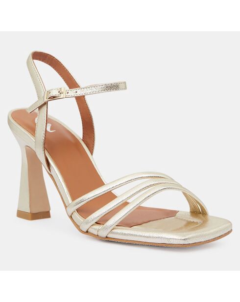 Sandali con tacco in pelle platino - Tacco 8 cm