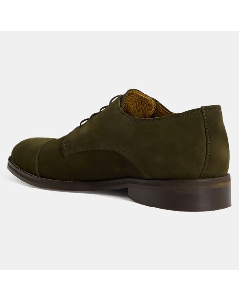 Derbies en Velours de Cuir vert kaki