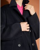 Manteau caban 100% Laine Aglae bleu marine