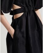Robe midi en Lin mélangé Mimosa Cut Out noire