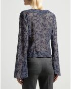 Blouse Mel motifs Velours bleu marine