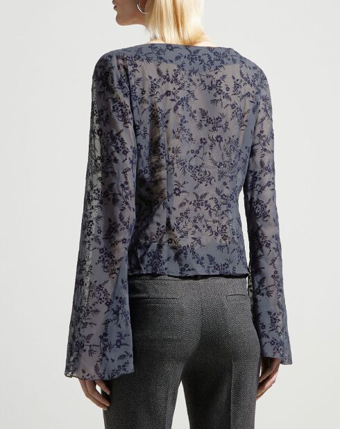 Blouse Mel motifs Velours bleu marine