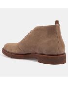 Bottines en Velours de Cuir mid marron taupe