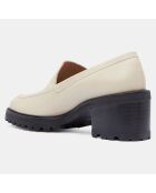 Mocassins en Cuir Chunky écrus - Talon 7 cm