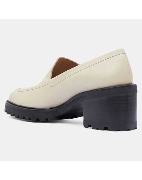 Mocassins en Cuir Chunky écrus - Talon 7 cm