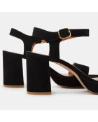 Sandales à talon en Cuir noires - Talon 7.5 cm