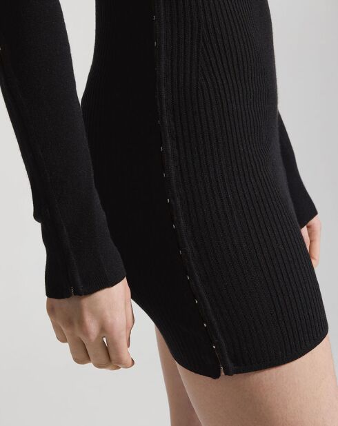 Robe mini en Maille côtelée Melina Knitted noire