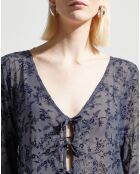 Blouse Mel motifs Velours bleu marine