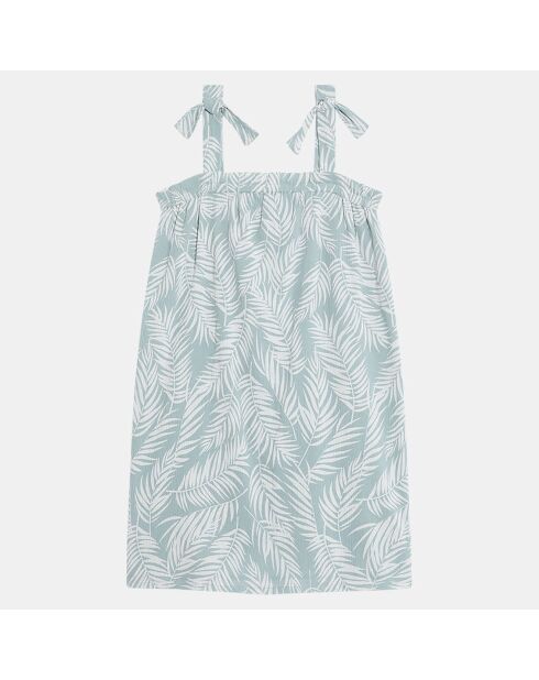 Robe Laetitia à bretelle blanc/bleu