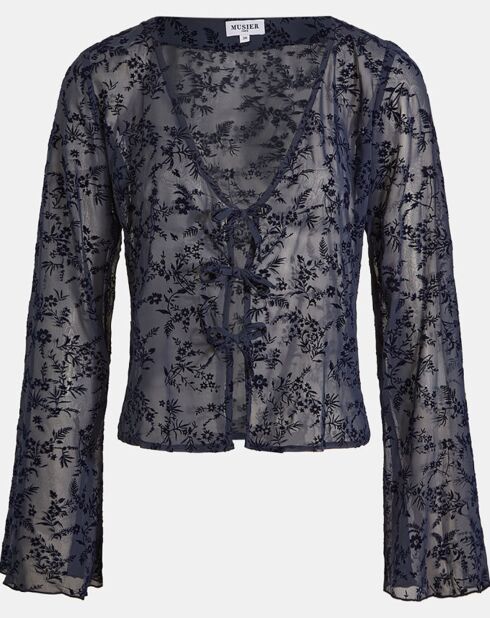 Blouse Mel motifs Velours bleu marine