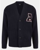 Cardigan en Coton & Laine Fardi varsity bleu marine