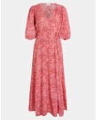 Robe midi portefeuille Nacre imprimée rose