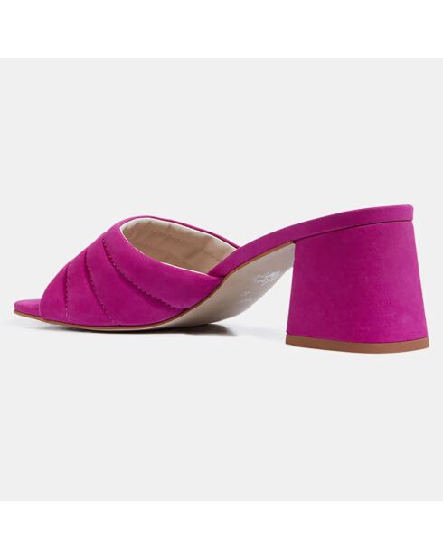 Mules de piel acolchada fucsia - Tacón 6 cm